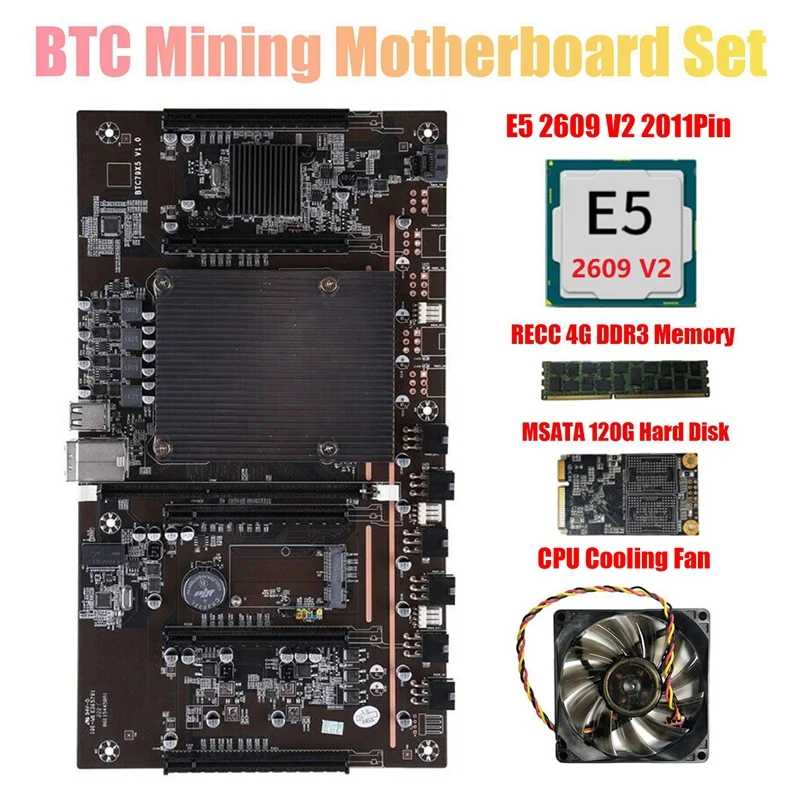 Фото Материнская плата X79 H61 BTC для майнинга 5X PCI-E поддержка 3060 3070 3080 GPU с процессором E5