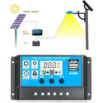 10A/20A/30A Solar Controller Auto Solar Charge Controller PWM Controllers LCD Dual USB 5V Output Solar Panel PV Regulator
10A/20A/30A Solar Controller Auto Solar Charge Controller PWM Controllers LCD Dual USB 5V Output Solar Panel PV Regulator