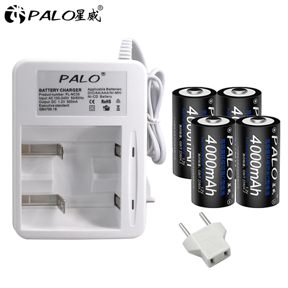 4pcs C size 1.2V 4000mAh rechargeable battery C type ni-mh high capacity current batteries + smart charger for AA AAA C D
4pcs C size 1.2V 4000mAh rechargeable battery C type ni-mh high capacity current batteries + smart charger for AA AAA C D