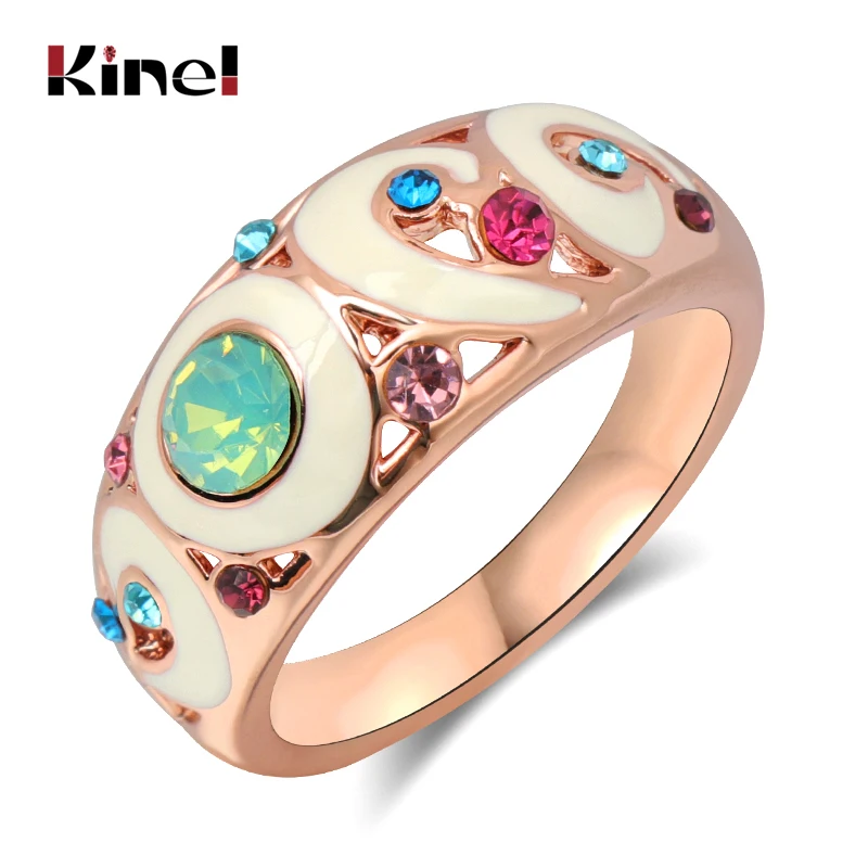 Kinel Fashion Rose Gold Opal Ring Vintage Bride Wedding Jewelry White Enamel Multicolor Crystal Party Rings For Women
Kinel Fashion Rose Gold Opal Ring Vintage Bride Wedding Jewelry White Enamel Multicolor Crystal Party Rings For Women
