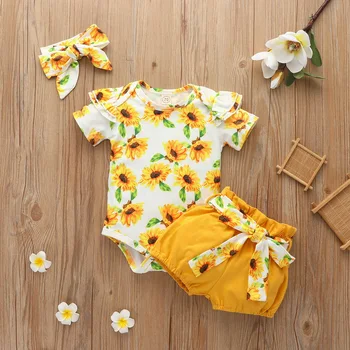 New Baby Summer Clothing Newborn Baby Girl Sunflower Jumpsuit Clothes Bodysuit Headband Backless Outfits Headband D30 
New Baby Summer Clothing Newborn Baby Girl Sunflower Jumpsuit Clothes Bodysuit Headband Backless Outfits Headband D30