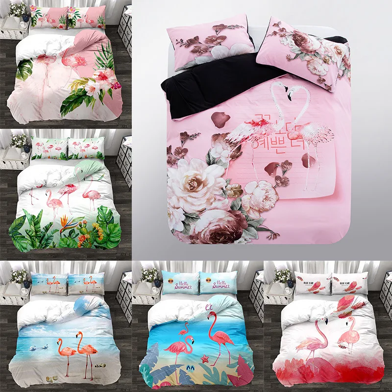 Flamingo digital printing can be customized four piece Quilt Set and three piece home textile set
Flamingo digital printing can be customized four piece Quilt Set and three piece home textile set