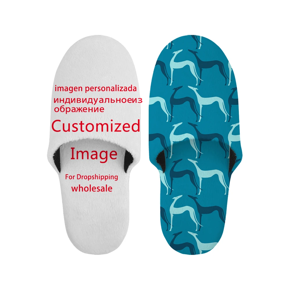 

Free Customized Your Image Logo Photo Couple Women Winter Slippers Wholesale House Hotel Warm Non-slip Slides Dropshipping