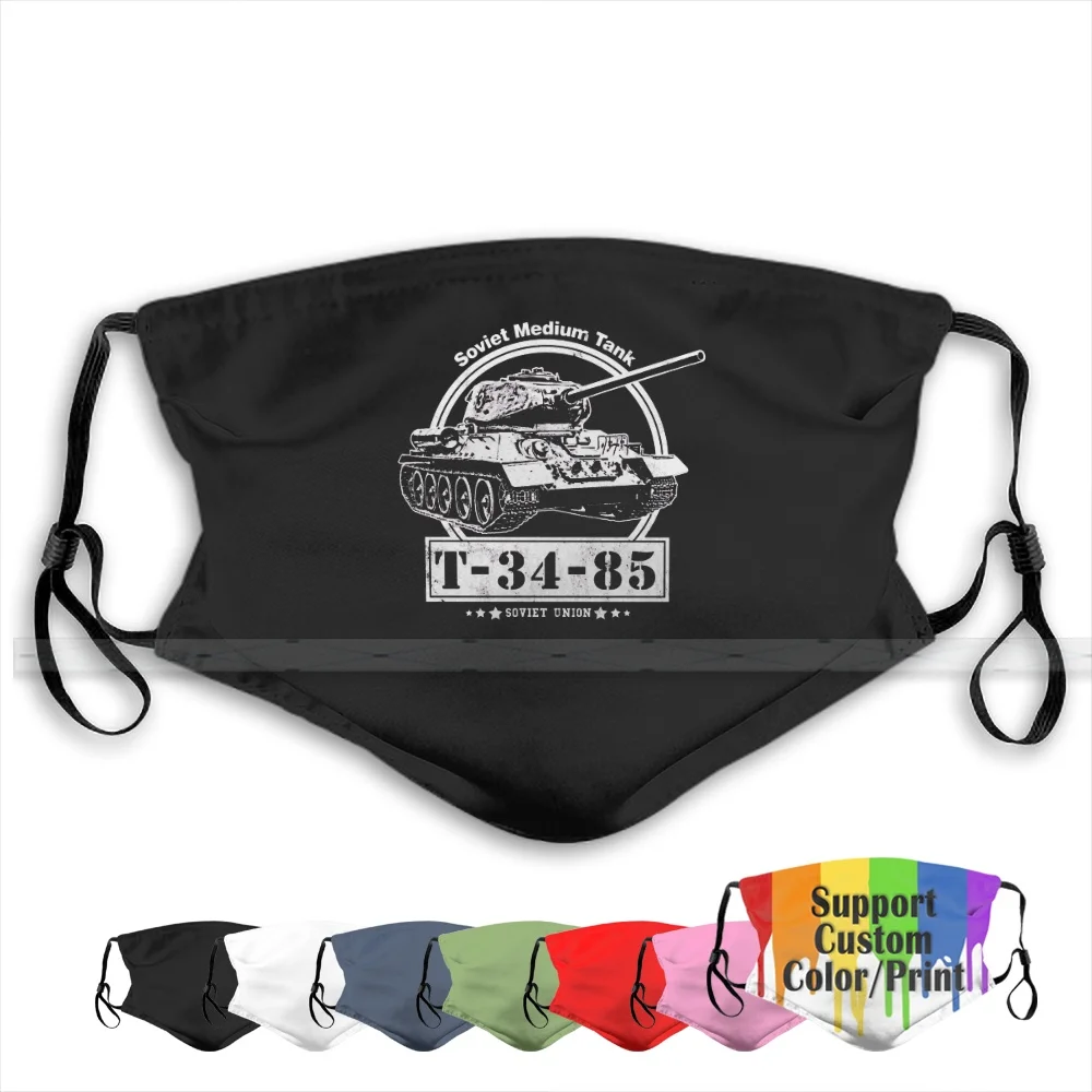 T - 34 85 Ww2 Soviet Tank Anti Pollution Dust Black Mask Washable And Reusable Pm2.5 Face Mouth | Аксессуары для одежды