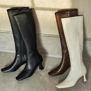 Genuine leather Knee High Boots Women Party Pumps High Heels square Toe Autumn Winter Wedding Shoes Woman Boots
Genuine leather Knee High Boots Women Party Pumps High Heels square Toe Autumn Winter Wedding Shoes Woman Boots