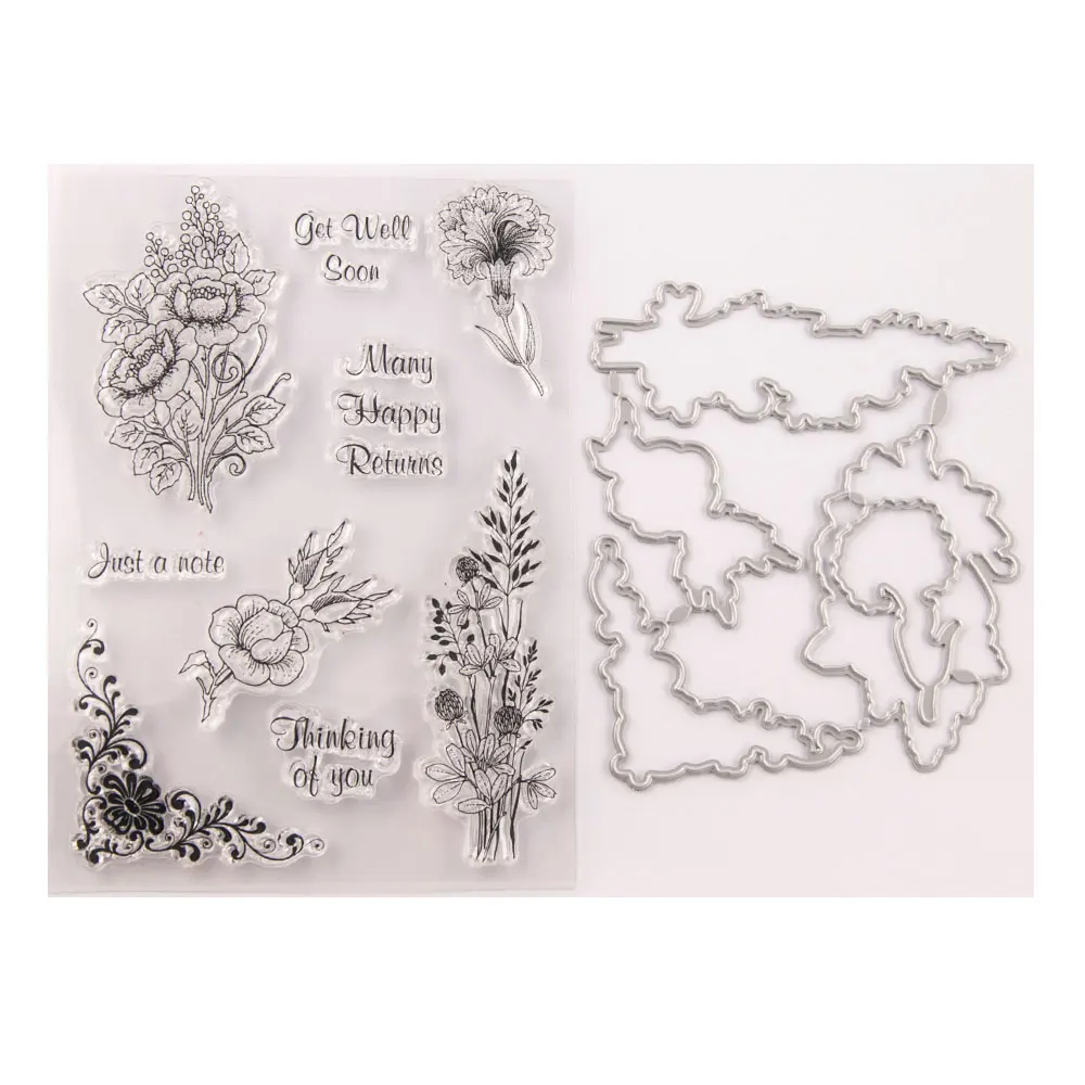 Flowers Cutting Dies and Clear Stamps for Scrapbooking DIY Crafts Embossing Die Cut Stencils Card Make Photo Album Decorative
Flowers Cutting Dies and Clear Stamps for Scrapbooking DIY Crafts Embossing Die Cut Stencils Card Make Photo Album Decorative