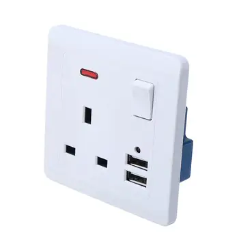 Dual USB 13A 250V Power Socket Wall AC DC Charger Switch Outlet Adapter Port With 2 USB Ports Electrical Sockets 86x86mm UK Plu
Dual USB 13A 250V Power Socket Wall AC DC Charger Switch Outlet Adapter Port With 2 USB Ports Electrical Sockets 86x86mm UK Plu