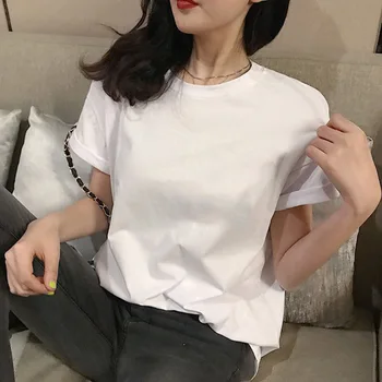 YZY 2020 Summer New Style Short Sleeve T-shirt Female Simple Fashion Loose Crew Neck Solid Color White Top
YZY 2020 Summer New Style Short Sleeve T-shirt Female Simple Fashion Loose Crew Neck Solid Color White Top