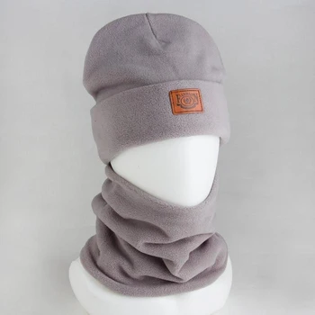 Set (hat, snood) for children, gray, size 54-56
