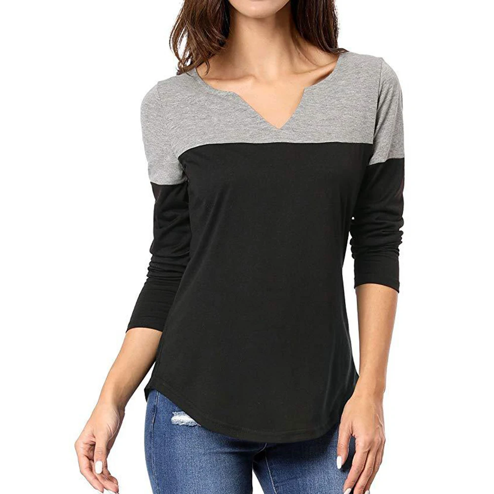 Fadzeco 2019 autumn and winter new women's wild V-neck stitching contrast color base long-sleeved T-shirt
Fadzeco 2019 autumn and winter new women's wild V-neck stitching contrast color base long-sleeved T-shirt