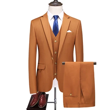 (Jackets + Vest + Pants)2019 Men's Groom Wedding Dress Solid color Formal Suits Set Man Fashion Casual Business Suit Three-piece
(Jackets + Vest + Pants)2019 Men's Groom Wedding Dress Solid color Formal Suits Set Man Fashion Casual Business Suit Three-piece