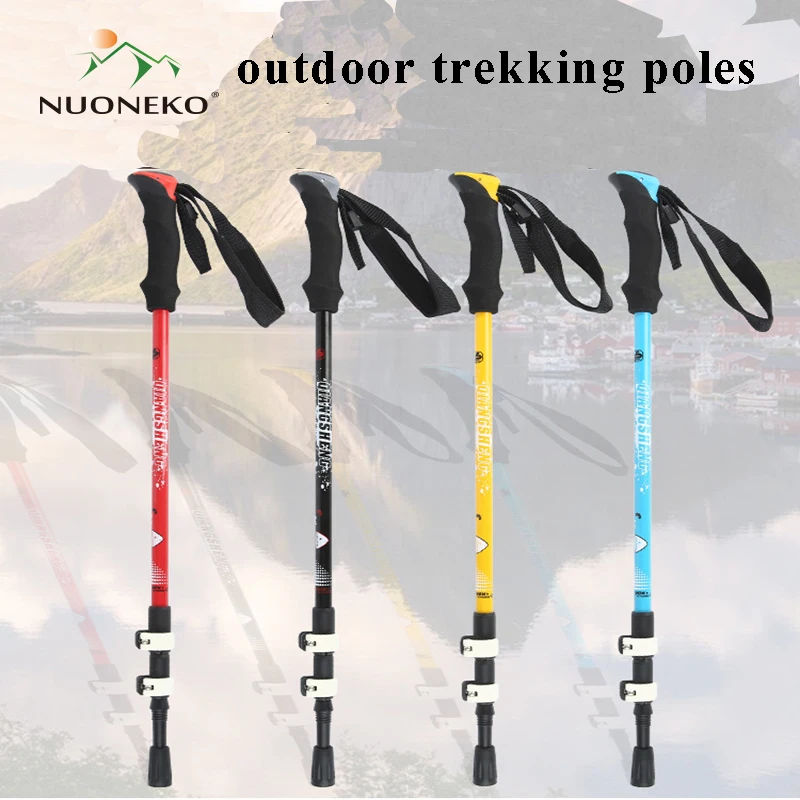 

NUONEKO-Telescopic Trekking Stick, Three-Section Telescopic Stick Climbing Tourism Hiking Canes Camping Accessories CA13