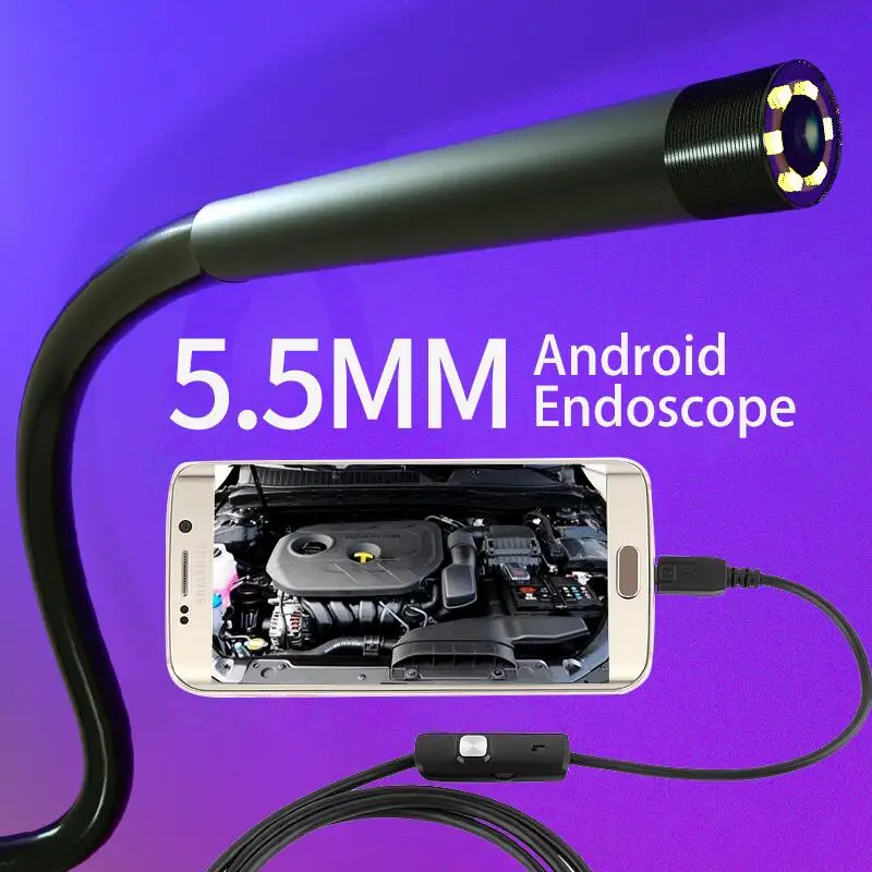 

5.5mm 7mm Endoscope Camera IP67 Waterproof Endoscopic Micro USB industrial Borescope for Android Phone Tablet PC 6LED Adjustable