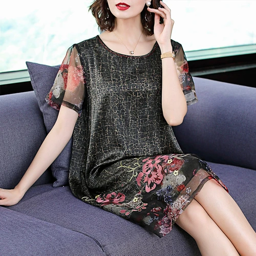 2019 Summer New Middle Aged Women Print Casual Silk Dress Straight Embroidery Lace Patchwork Plus Size Female Plus Size Dresses
2019 Summer New Middle Aged Women Print Casual Silk Dress Straight Embroidery Lace Patchwork Plus Size Female Plus Size Dresses