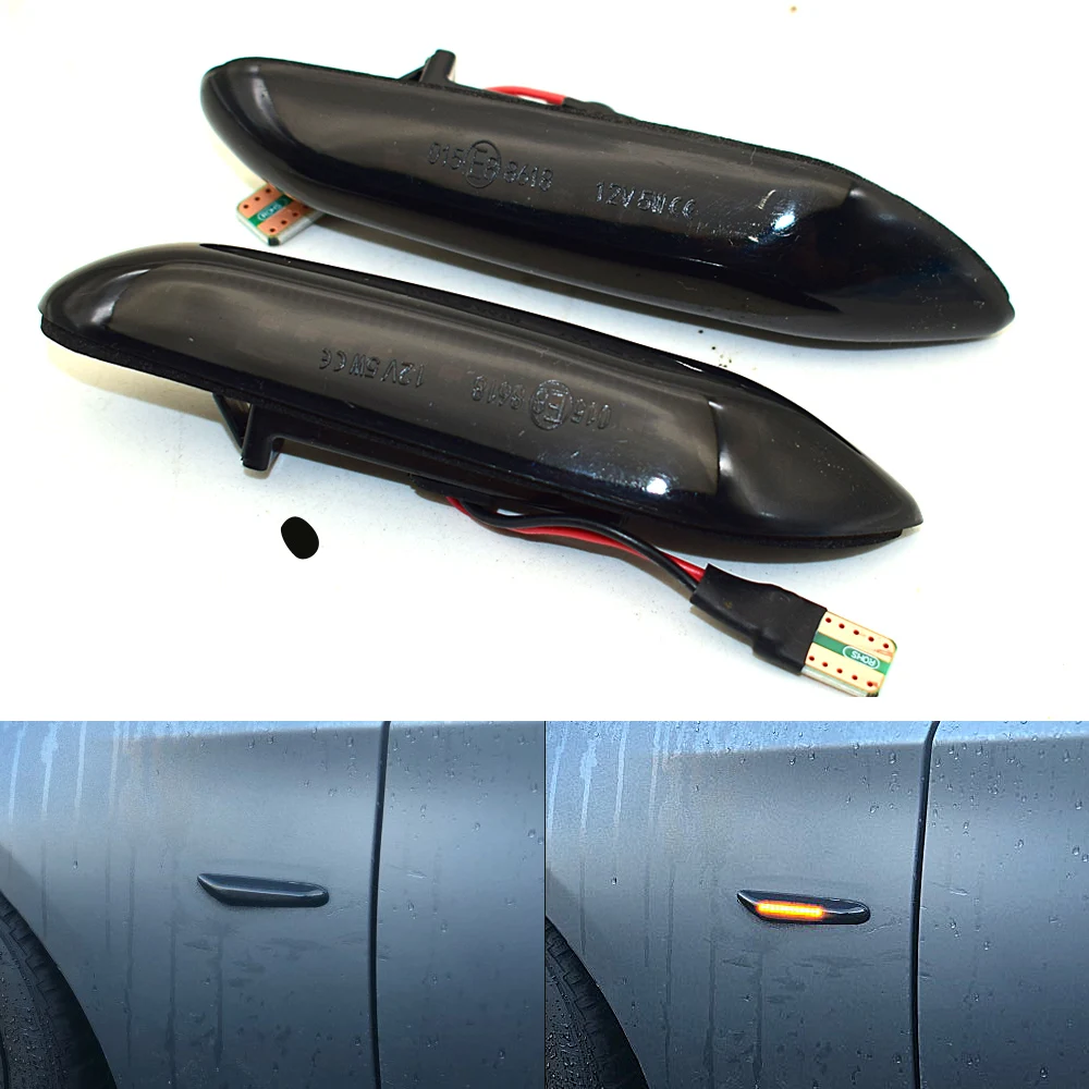 2pcs Smoke LED Side Marker Light Flowing Water Indicator Turn Signal Lights For BMW E90 E91 E92 E93 E60 E87 E82 E61 Error Free | Автомобили