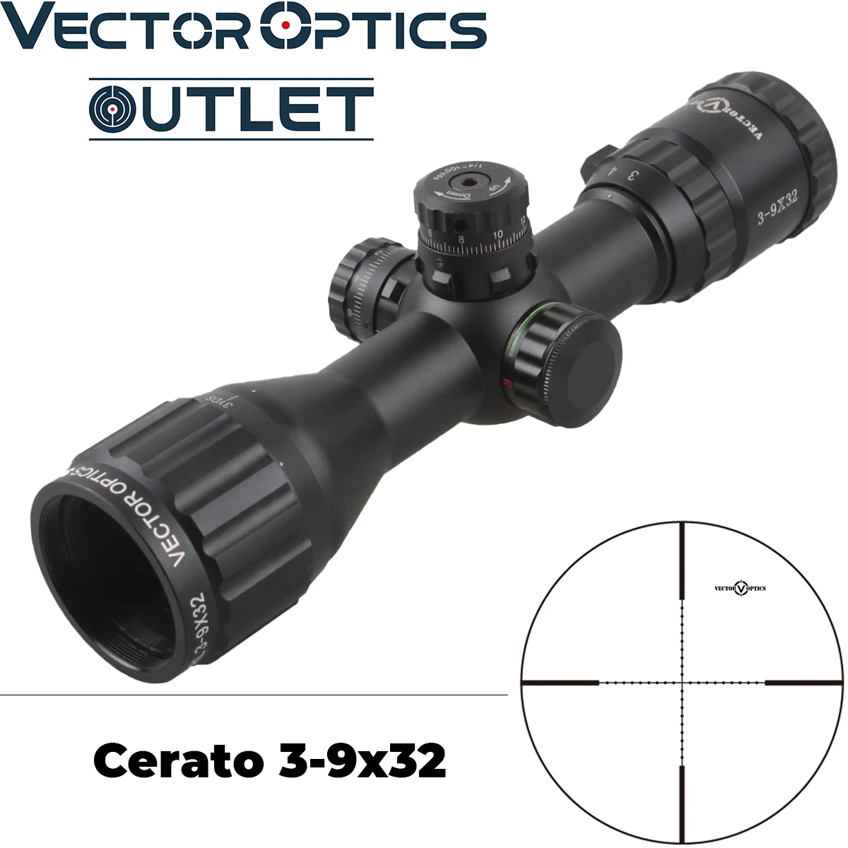Vector Optics Cerato 3-9x32 AO Riflescope Compact 1" Rifle Scope Optical Scope Adjustable Objective Illuminated Mil Dot Reticle
Vector Optics Cerato 3-9x32 AO Riflescope Compact 1" Rifle Scope Optical Scope Adjustable Objective Illuminated Mil Dot Reticle