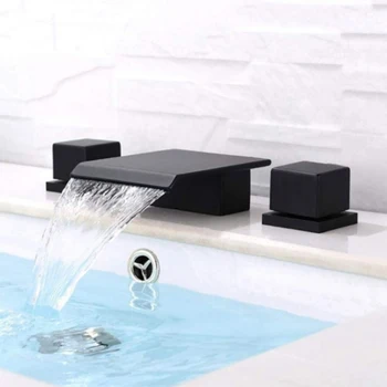Matte black Bathtub Faucet double handle design bathroom faucet Waterfall install on Bathtub 
Matte black Bathtub Faucet double handle design bathroom faucet Waterfall install on Bathtub