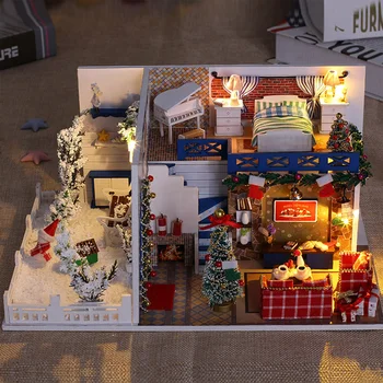 DIY Creative Handmade Theme Wooden Cabin Assembly Building Model Toy Set - Azure Christmas
DIY Creative Handmade Theme Wooden Cabin Assembly Building Model Toy Set - Azure Christmas