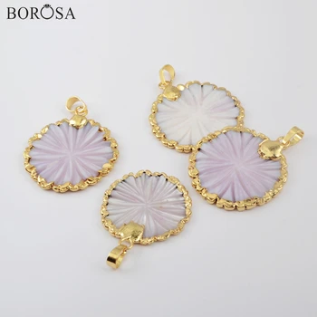 BOROSA Natural White Shell Pendant, 10Pcs Gold Plating Hand-caved Round Flower Natural Shell for Dangle Earring Jewelry G1896
BOROSA Natural White Shell Pendant, 10Pcs Gold Plating Hand-caved Round Flower Natural Shell for Dangle Earring Jewelry G1896