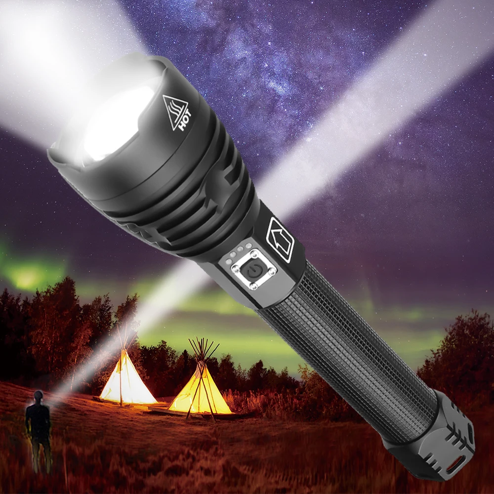 150000LM Most Powerful XHP90 LED Flashlight XLamp Zoom Torch XHP70 USB Rechargeable Waterproof Lamp use 18650 26650 for Camping
150000LM Most Powerful XHP90 LED Flashlight XLamp Zoom Torch XHP70 USB Rechargeable Waterproof Lamp use 18650 26650 for Camping