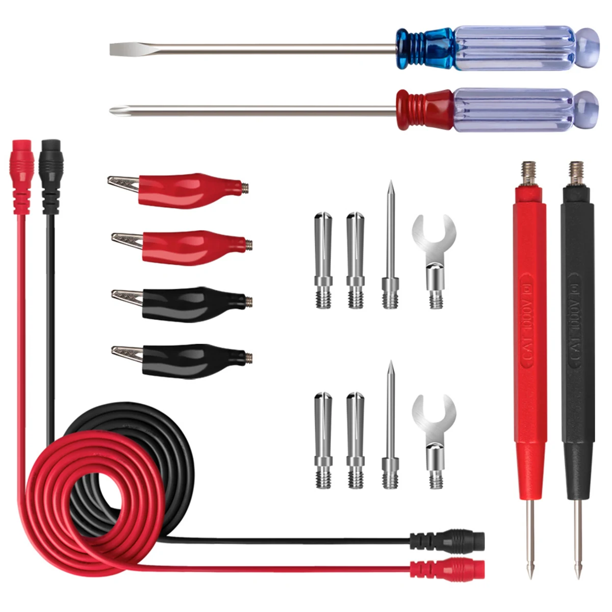 18-in-1 Multi-Function Test Lead Kit for Digital Multimeter Wires Clips U-type Fork Needle Tips Screwdrivers | Инструменты