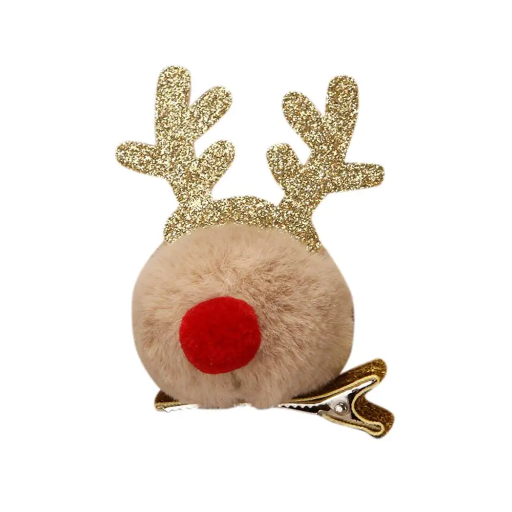 Рождественские заколки с блестками для маленьких девочек изображением рога из