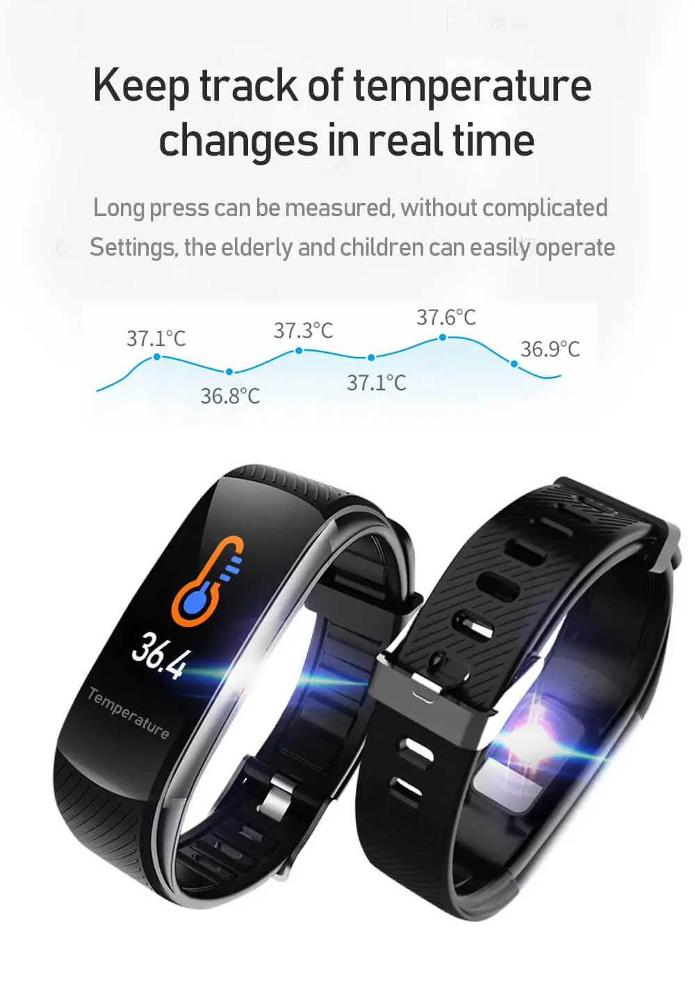 Body Temperature Smart Bracelet H549e4d86ca4b41519e4de3a986a6b6e18.jpg - Body Temperature Smart Bracelet