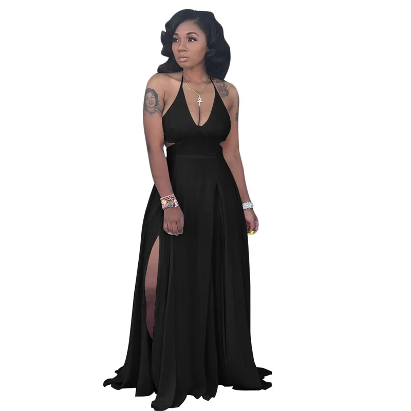 High Street Party Women Solid Color High Waist Spaghetti Strap Sleeveless Backless Split Maxi Dresses Vestidos Robe S3649G
High Street Party Women Solid Color High Waist Spaghetti Strap Sleeveless Backless Split Maxi Dresses Vestidos Robe S3649G