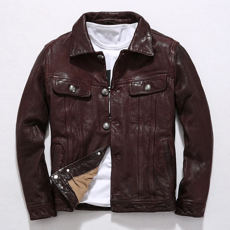 

Genuine Jacket Men Spring Clothes 2020 Motociclista Biker Real Sheepskin Leather Coat Man Streetwear Chaqueta 905
