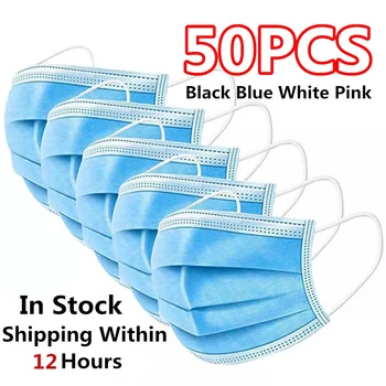 50pcs Disposable Face Mask 3 Layer Nonwovefabric Disposable mouth mask filter Earloop Breathable Melt-blown masks Fast Shipping
50pcs Disposable Face Mask 3 Layer Nonwovefabric Disposable mouth mask filter Earloop Breathable Melt-blown masks Fast Shipping