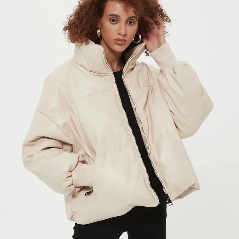 Winter coat women pdded faux leatherparka fashion zipper long sleeve PU parka 2021 female cotton outwear
Winter coat women pdded faux leatherparka fashion zipper long sleeve PU parka 2021 female cotton outwear