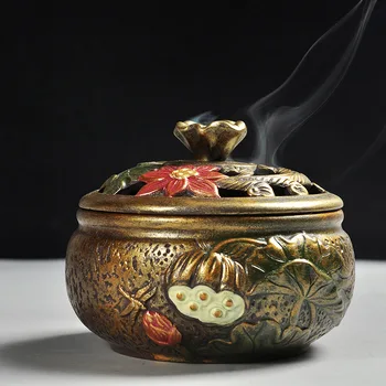 Antique Purple Incense Coil Ceramic Incense Burner Lotus Incense Holder Ornaments Kodo Room Incense Furnace Incense Machine 
Antique Purple Incense Coil Ceramic Incense Burner Lotus Incense Holder Ornaments Kodo Room Incense Furnace Incense Machine