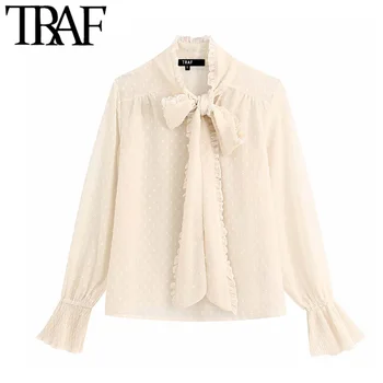 TRAF Women Vintage Stylish Office Wear Dot Chiffon Blouses Fashion Bow Tie Collar See Through Female Shirts Blusas Chit Tops
TRAF Women Vintage Stylish Office Wear Dot Chiffon Blouses Fashion Bow Tie Collar See Through Female Shirts Blusas Chit Tops
