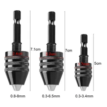 Mini Keyless Drill Chuck 0.3-8mm Self-Tighten Electric Drill Bits Collet Fixture Tools 1/4" Hex Shank Quick Change Converter 
Mini Keyless Drill Chuck 0.3-8mm Self-Tighten Electric Drill Bits Collet Fixture Tools 1/4" Hex Shank Quick Change Converter