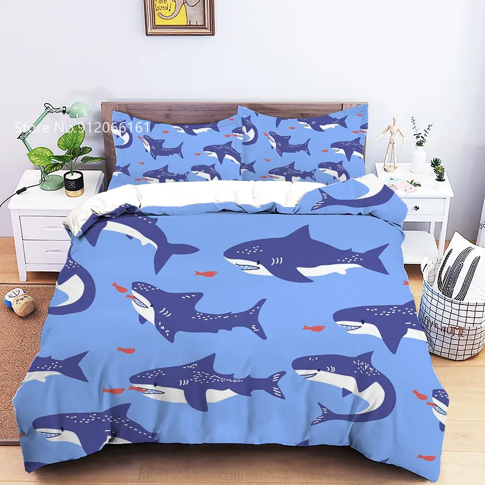 

Shark Dolphin Bedding Set Cartoon Lovely Animals Duvet Cover Double 200x200cm Bed Quilt Cover For Bedroom Home Bedspread