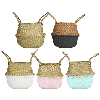 Handmade Storage Basket Rattan Flower Basket Wicker Seagrasss Folding Laundry Basket Flower Pot Toy Organizer Container 
Handmade Storage Basket Rattan Flower Basket Wicker Seagrasss Folding Laundry Basket Flower Pot Toy Organizer Container