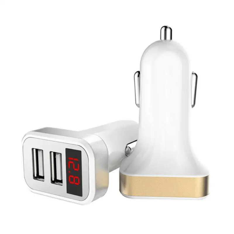 Dual USB Car Charger OLAF Digital Display LED GPS Automatic Fast Charging Adapter Chargers for Samsung Xiaomi Tablet | Мобильные