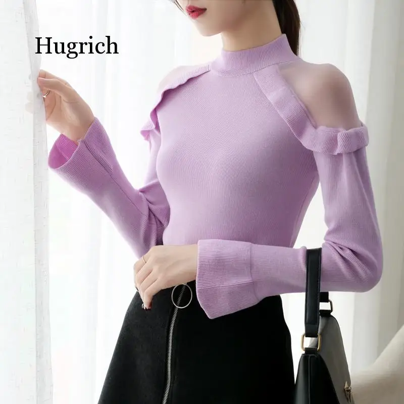 New Fashion Flare Sleeve Off Shoulder Women's Sweater Autumn Korean Slim Fit Turtleneck Women Sweaters Pull Femme
New Fashion Flare Sleeve Off Shoulder Women's Sweater Autumn Korean Slim Fit Turtleneck Women Sweaters Pull Femme