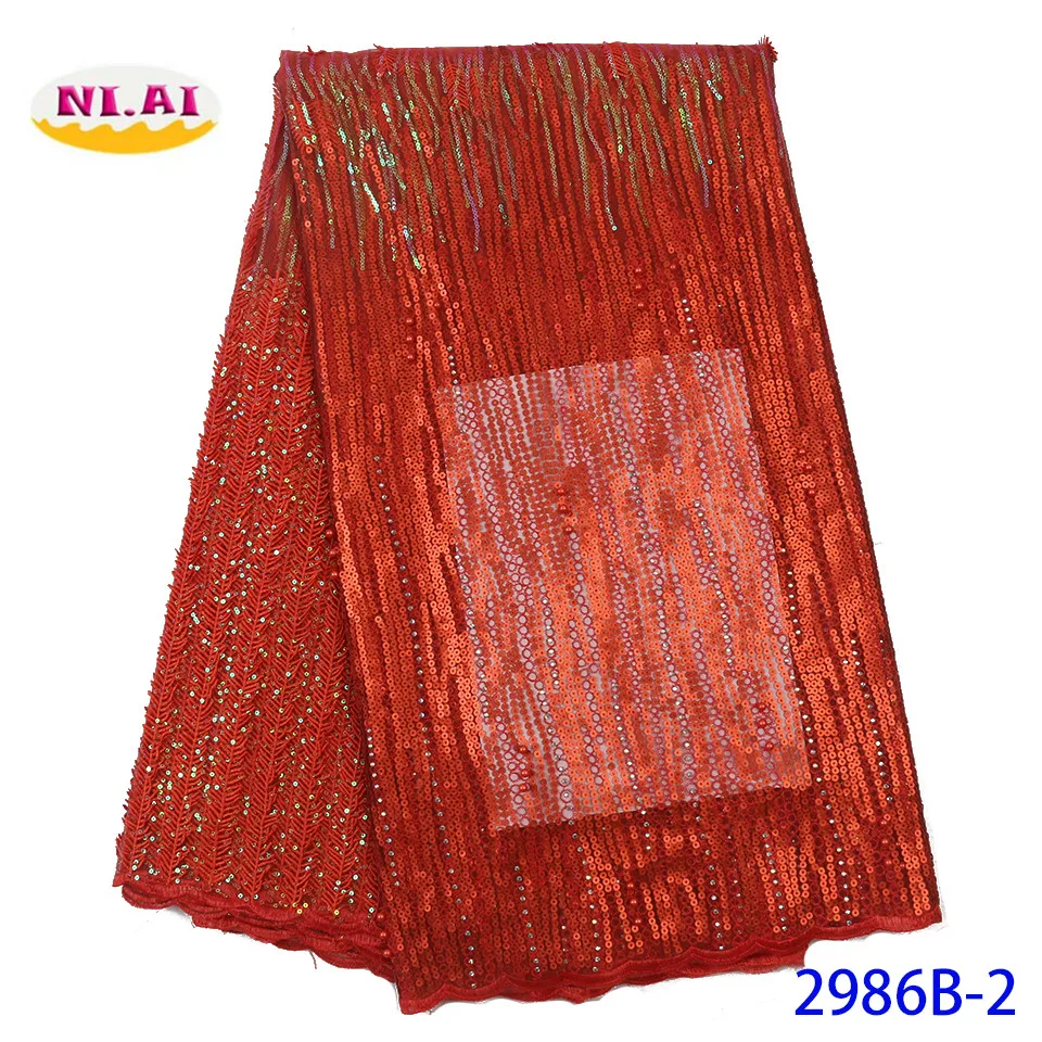 NIAI Latest Nigerian French Sequins Lace Fabrics Embroidered African Lace Fabric 2019 High Quality Mesh Lace Material XY2986B-1 
NIAI Latest Nigerian French Sequins Lace Fabrics Embroidered African Lace Fabric 2019 High Quality Mesh Lace Material XY2986B-1