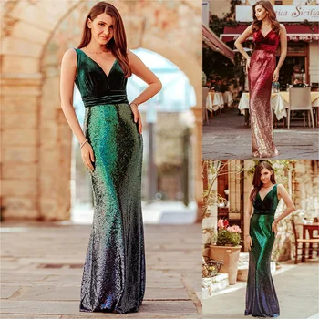 WEPBEL Women Sequined Dress V Neck Sleeveless Formal Sexy High Waist Party Solid Color Ladies Long Maxi Dresses
WEPBEL Women Sequined Dress V Neck Sleeveless Formal Sexy High Waist Party Solid Color Ladies Long Maxi Dresses