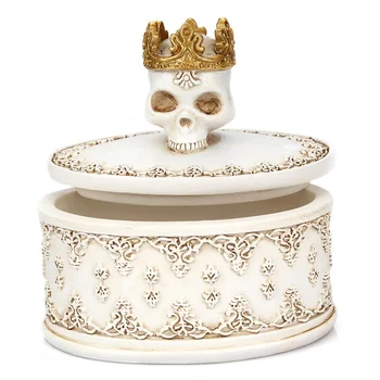 Mini Crowned Skull Necklace Ring Organizer Decor Container Resin Halloween Gifts Jewelry Box Earrings Desktop Storage Packaging 
Mini Crowned Skull Necklace Ring Organizer Decor Container Resin Halloween Gifts Jewelry Box Earrings Desktop Storage Packaging