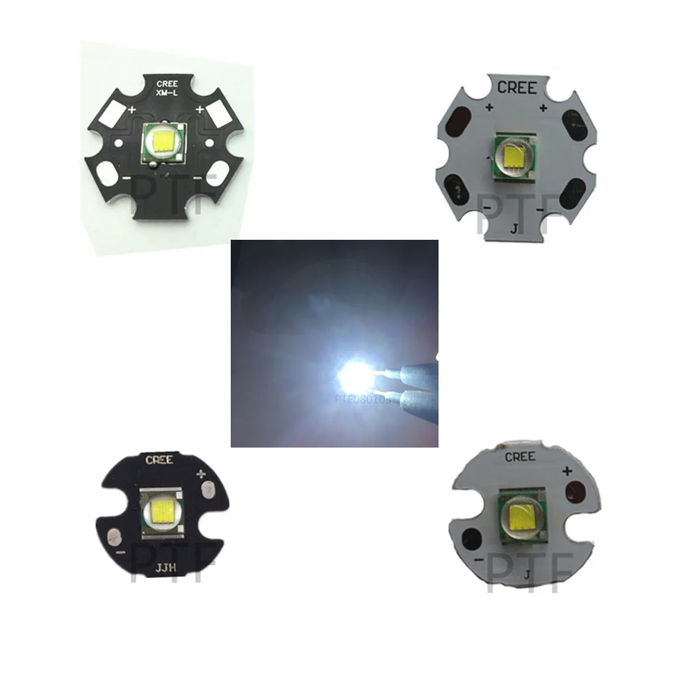 Фото 5 PCS XML XM-L1 T6 LED U2 10W WHITE High Power Emitter with 12mm 14mm 16mm 20mm PCB for DIY Flash Light Headlamp | Лампы и освещение