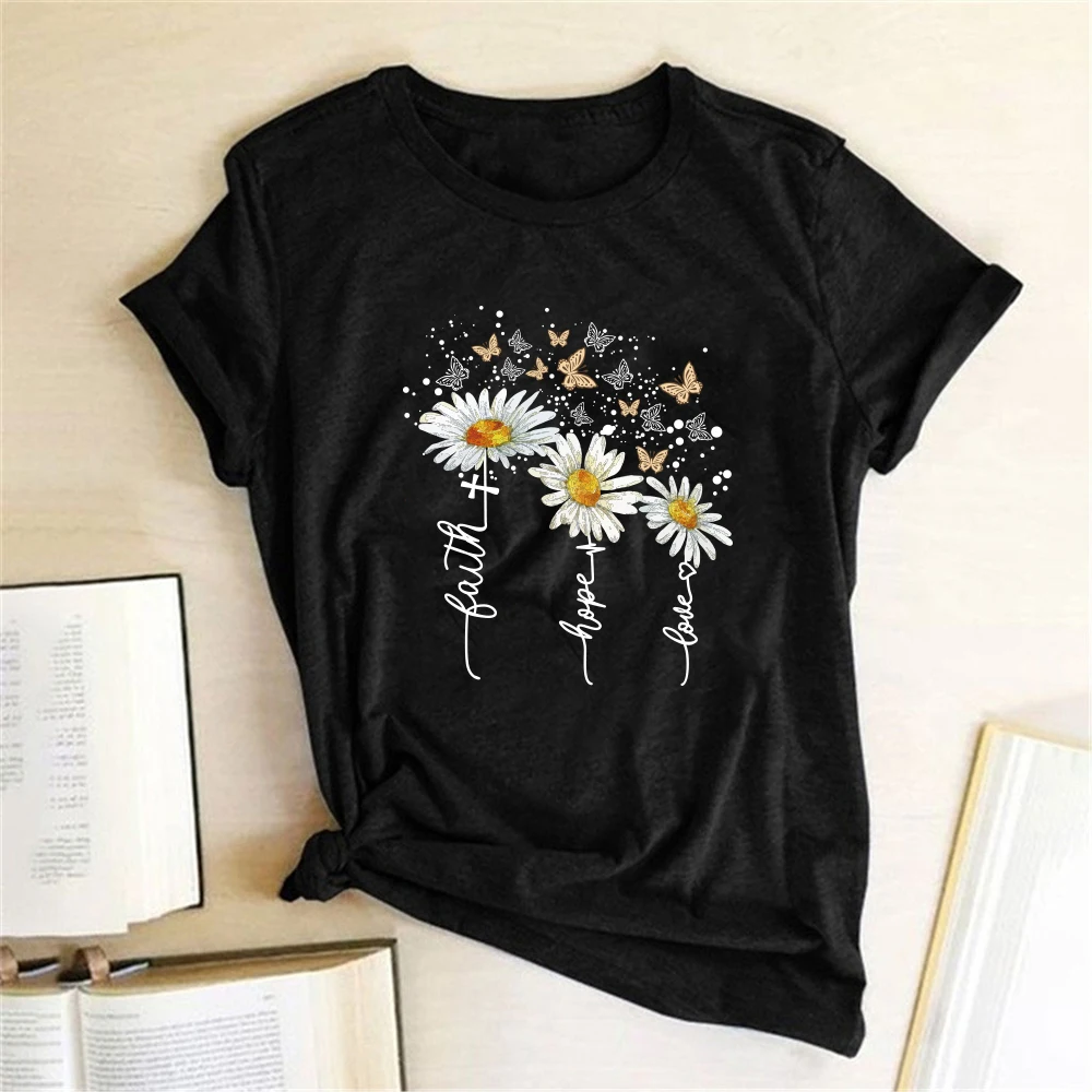 Chrysanthemum Butterfly T-shirt Print Women Casual Shirt JKP4752