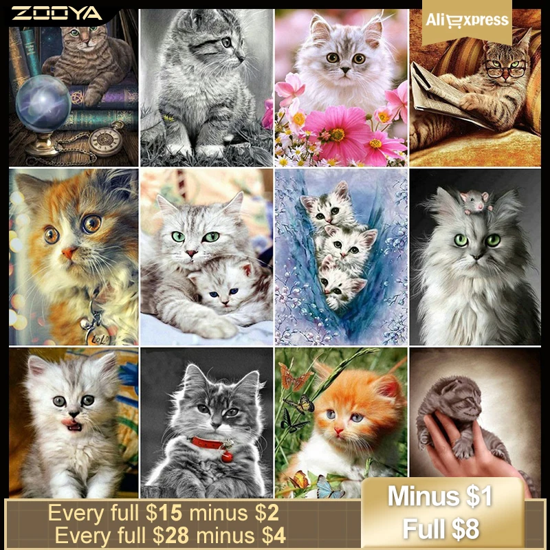 Алмазная живопись Zooya алмазная вышивка в виде кота квадратная Картинка из страз
