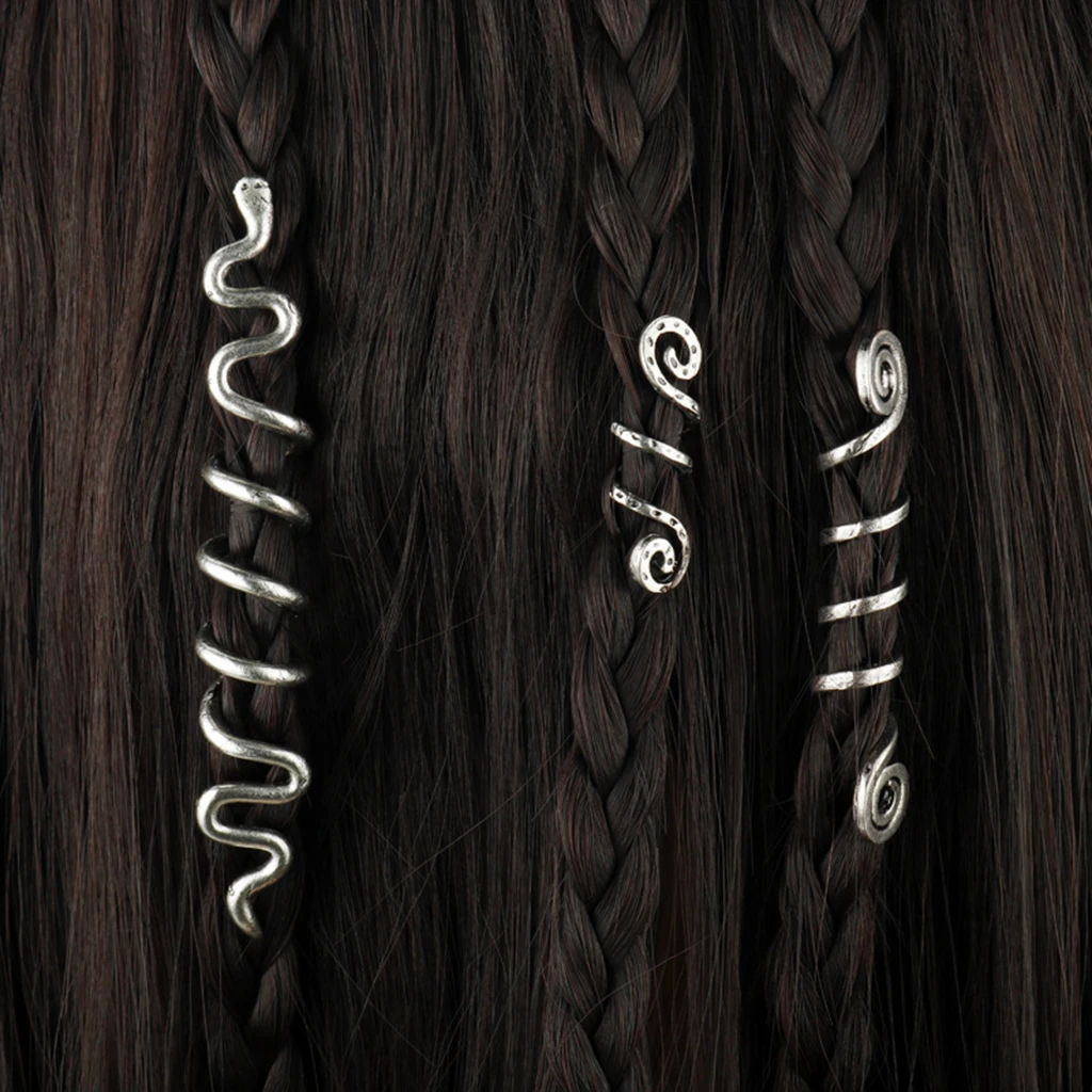 Viking Norse Hair Dreadlocks Coil Hair Wraps Braiding Dread Locks Metal Hair Cuffs Viking Norse Hair Dreadlocks Coil Hair Wraps Braiding Dread Locks Metal Hair Cuffs