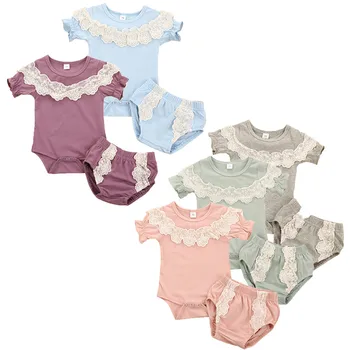 2020 Baby Boys Girls Summer Clothes Lace Color Knitted Short Sleeve Rompers Tops Shorts Pants 2PCS Toddler Infant Baby Clothing
2020 Baby Boys Girls Summer Clothes Lace Color Knitted Short Sleeve Rompers Tops Shorts Pants 2PCS Toddler Infant Baby Clothing