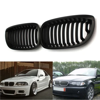 Car Racing Grills 2pcs Matte Black Front Kidney Grill for BMW E46 Facelift 3 SERIES 2D for COUPE CABRIOLET 2003 2004 2005 2006