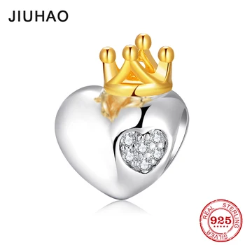 New 925 Sterling Silver Princess Golden Crown CZ heart Beads Fit Original charms JIUHAO DIY Bracelet Bangles Jewelry 
New 925 Sterling Silver Princess Golden Crown CZ heart Beads Fit Original charms JIUHAO DIY Bracelet Bangles Jewelry