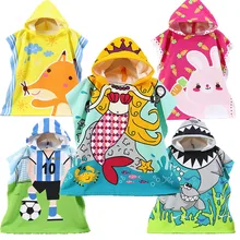 Crianças algodão praia capa toalha crianças sereia tubarão padrão dos desenhos animados com capuz toalha de banho para bebê meninos meninas natal toalha disne(China)