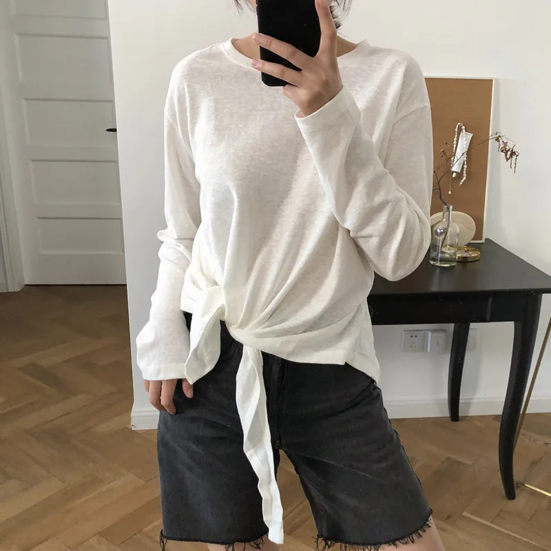 LANMREM White Round Neck Long Sleeve Split Irregular Loose Woman T-shirt Casual Wild Simple Fashion 2019 Autumn New TV752
LANMREM White Round Neck Long Sleeve Split Irregular Loose Woman T-shirt Casual Wild Simple Fashion 2019 Autumn New TV752